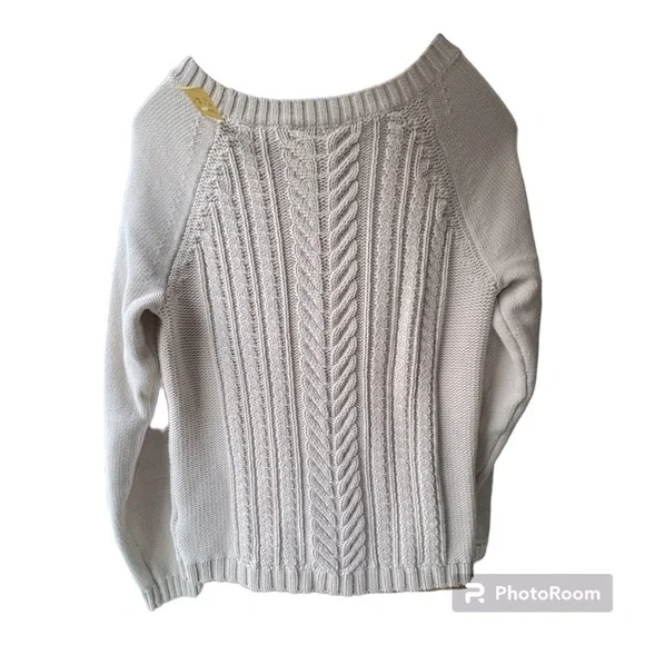 J. Crew Cable Knit Classic Cotton‎ Crewneck Sweater in Cream, Women’s Medium. - Picture 2 of 5